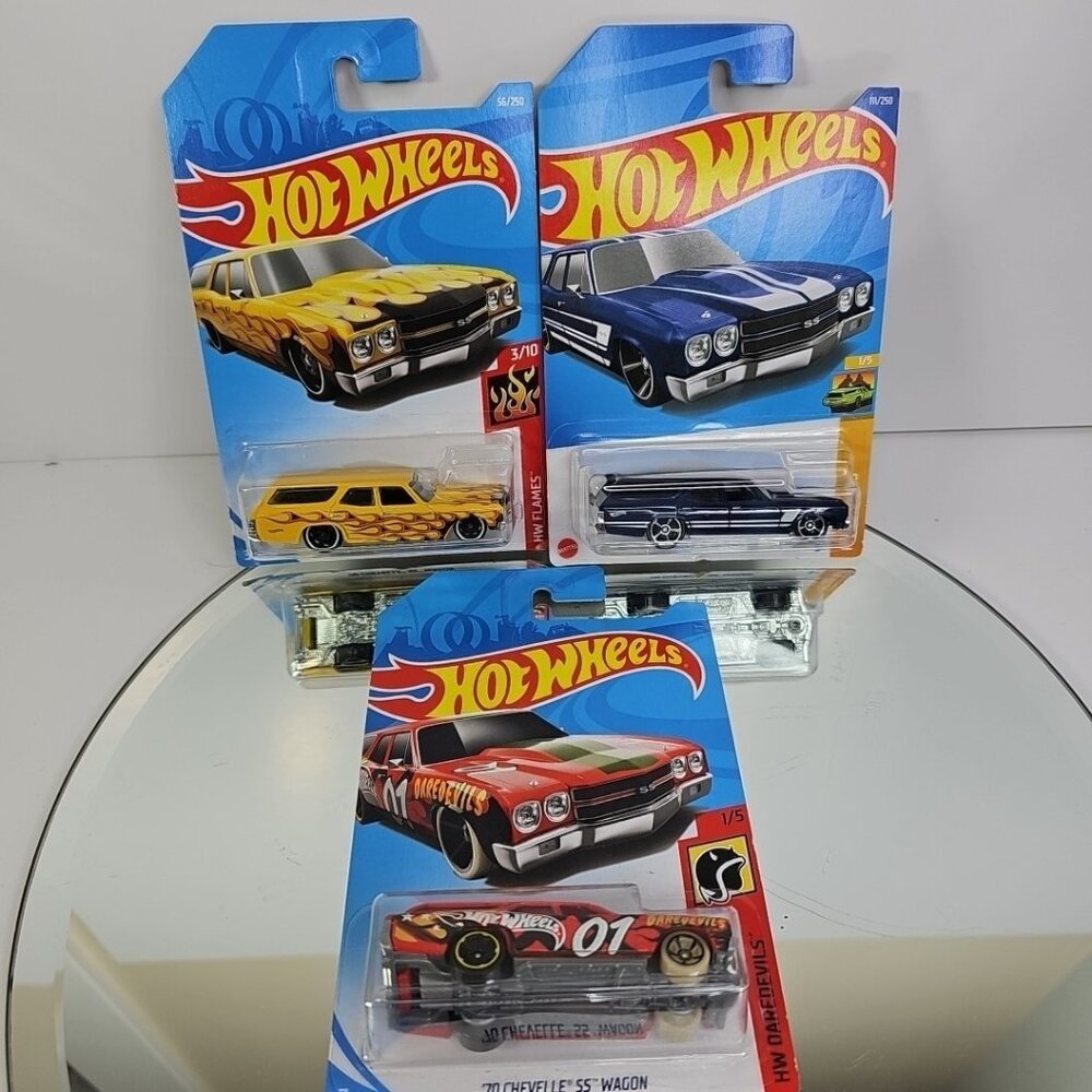 1970 Chevrolet Chevelle Wagon Hot Wheels Diecast Cars HW Set Of 3